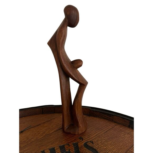 Hand-carved Brown Wooden Abstract Modern Art Wood Carving Sculpture Figure OS - Picture 2 of 4